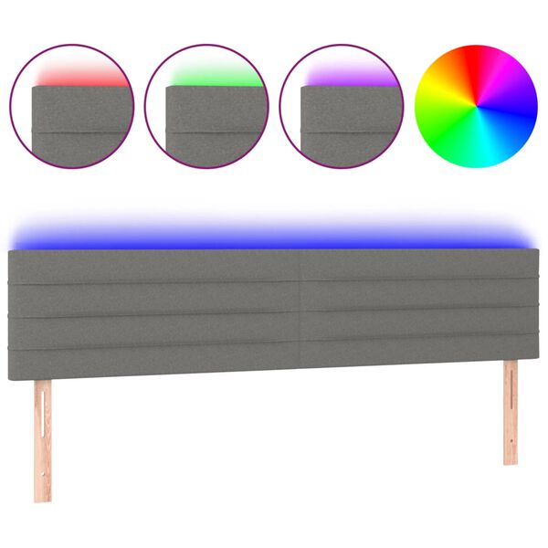vidaXL Κεφαλάρι Κρεβατιού LED Σκούρο Γκρι 180x5x78/88 εκ. Υφασμάτινο