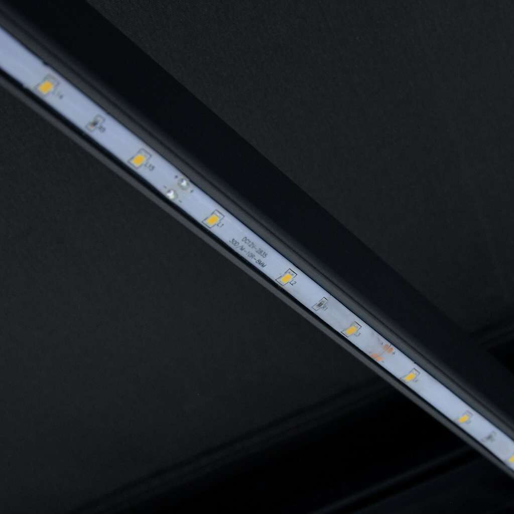 vidaXL Τέντα Συρόμενη Χειροκίνητη με LED Ανθρακί 300 x 250 εκ.