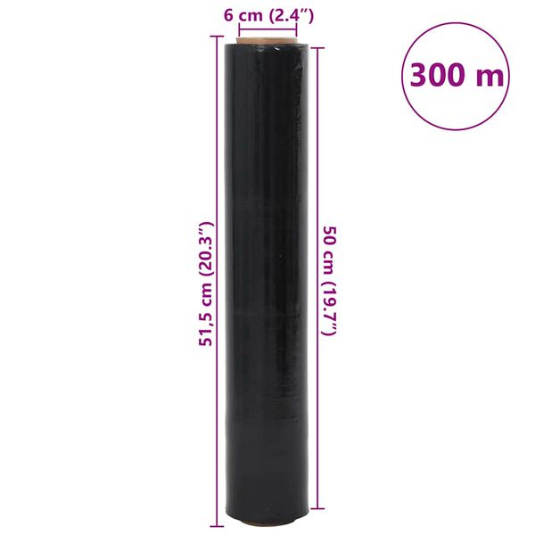 vidaXL Stretch Film 6 τεμάχια Μαύρο 30 μm 50 cm x 300 m