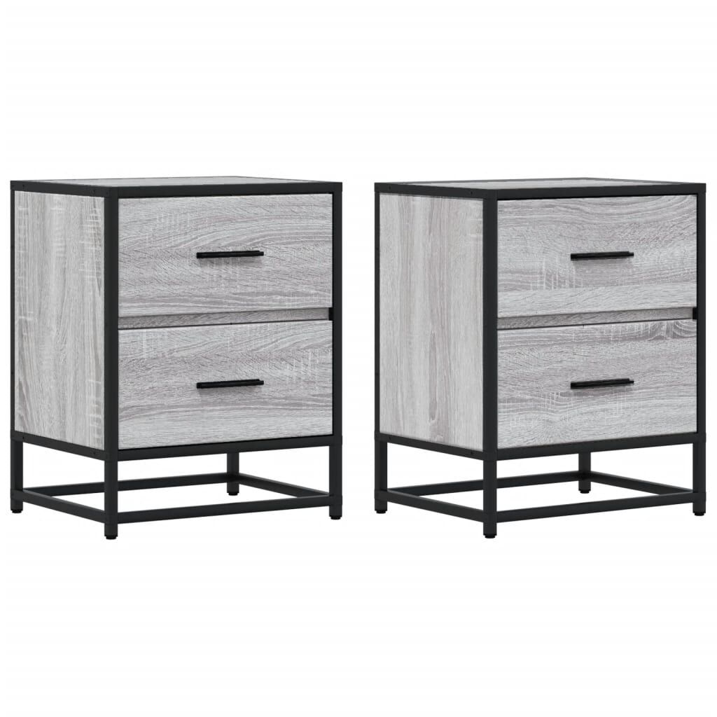 vidaXL Κομοδίνα 2 τεμ. Γκρι Sonoma 40x31x50 εκ. από Επεξεργασμένο Ξύλο