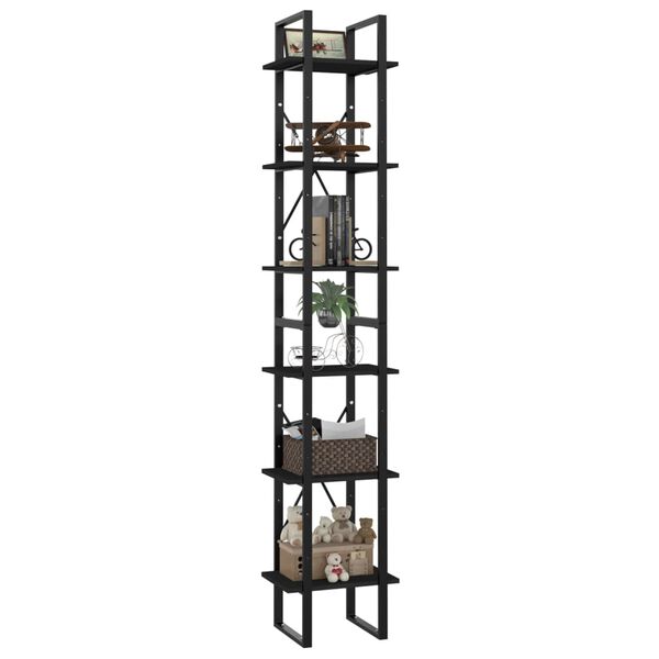 vidaXL Βιβλιοθήκη με 6 Ράφια Μαύρη 40 x 30 x 210 εκ. από Μοριοσανίδα