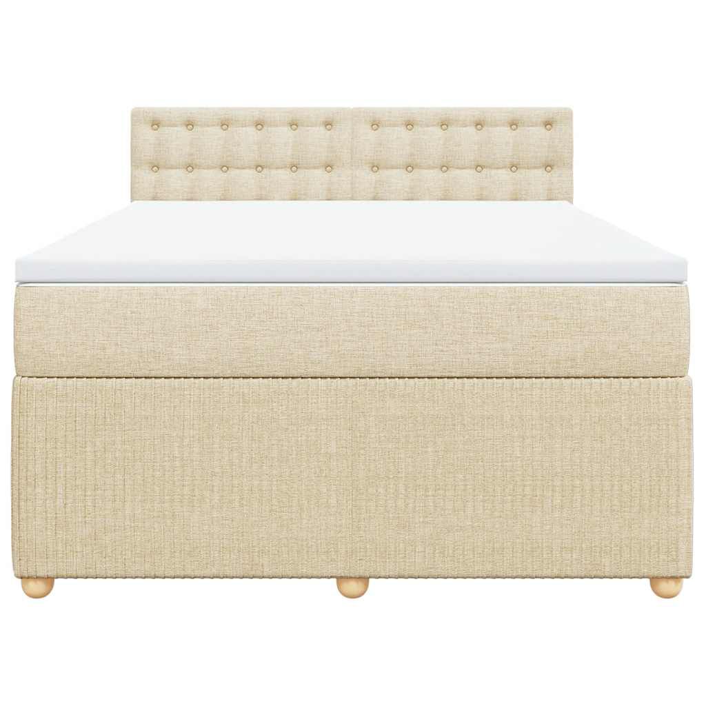 vidaXL Κρεβάτι Boxspring με Στρώμα Κρεμ 140x200 εκ. Υφασμάτινο