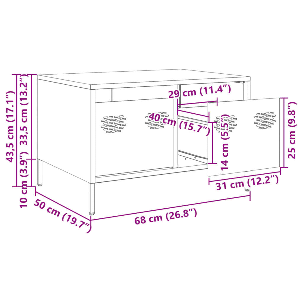 vidaXL Έπιπλο Τηλεόρασης Μαύρο 68x50x43,5 εκ. Χάλυβας Ψυχρής Έλασης