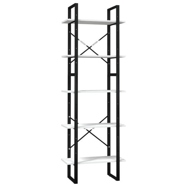 vidaXL Βιβλιοθήκη με 5 Ράφια Λευκή 60 x 30 x 175 εκ. από Ξύλο Πεύκου