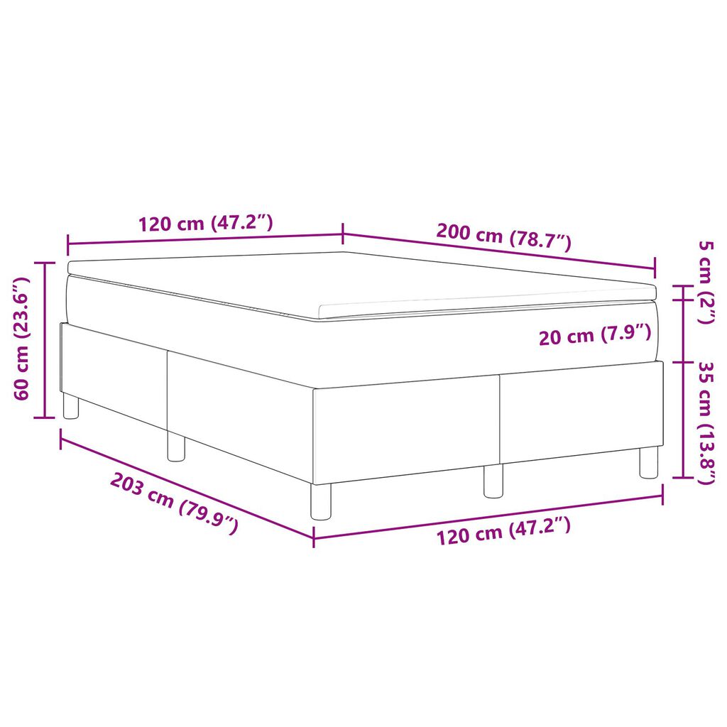 vidaXL Κρεβάτι Box Spring με Στρώμα Λευκό Γκρι 120x200 εκ. Ύφασμα Κοτλέ
