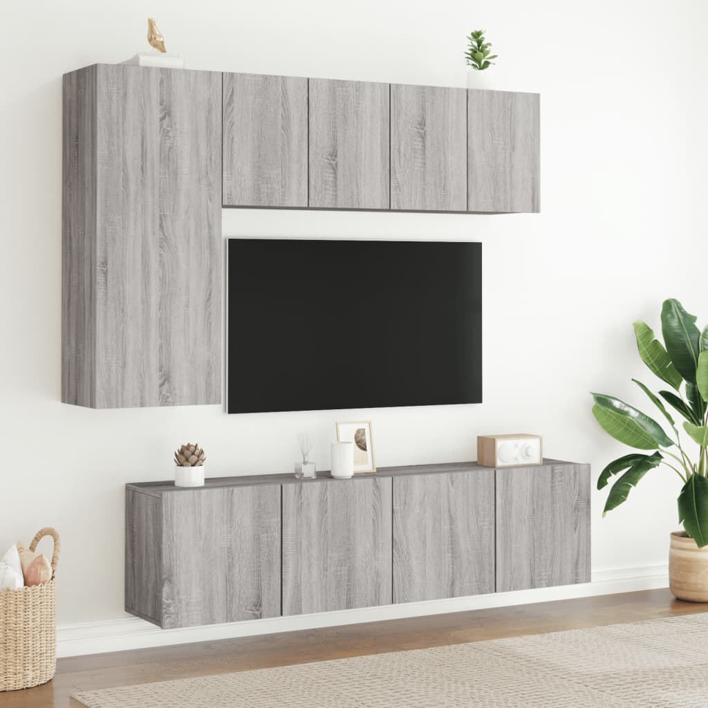 vidaXL Ντουλάπι Τοίχου Τηλεόρασης 2 Τεμ. Γκρι Sonoma 60 x 30 x 41 εκ.
