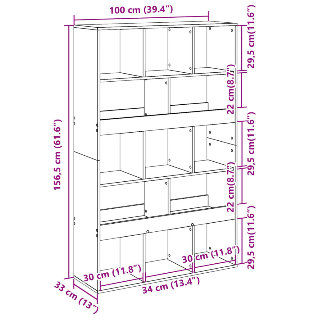 vidaXL Βιβλιοθήκη/Διαχωριστικό Χώρου Δρυς 100x33x156,5 εκ. Επεξ. Ξύλο