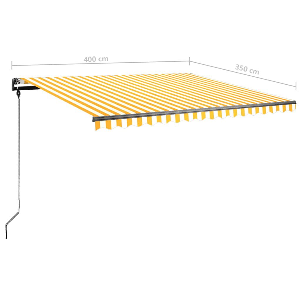 vidaXL Τέντα Συρόμενη Χειροκίνητη με LED Κίτρινο / Λευκό 400 x 350 εκ.
