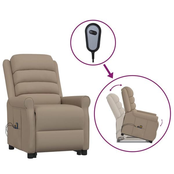 vidaXL Πολυθρόνα Μασάζ Ανακλινόμενη Καπουτσίνο Συνθ. Δέρμα