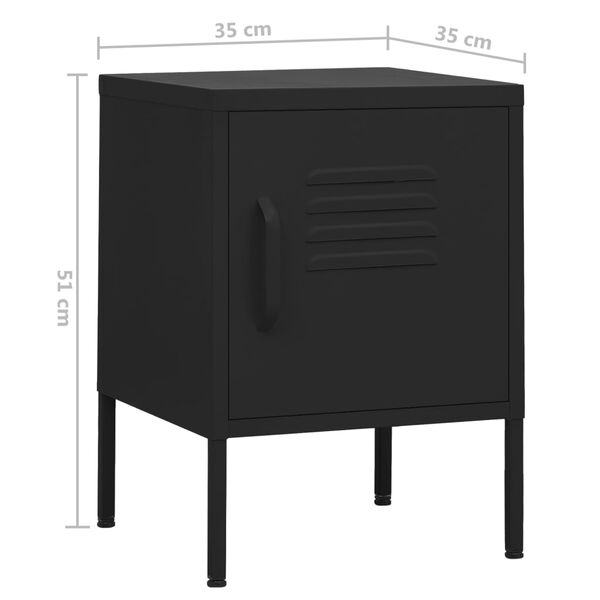 vidaXL Κομοδίνα 2 τεμ. Μαύρα 35 x 35 x 51 εκ. Ατσάλινα