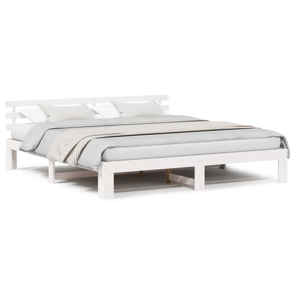vidaXL Σκελετός Κρεβατιού Λευκό 180 x 200 cm Μασίφ ξύλο πεύκου