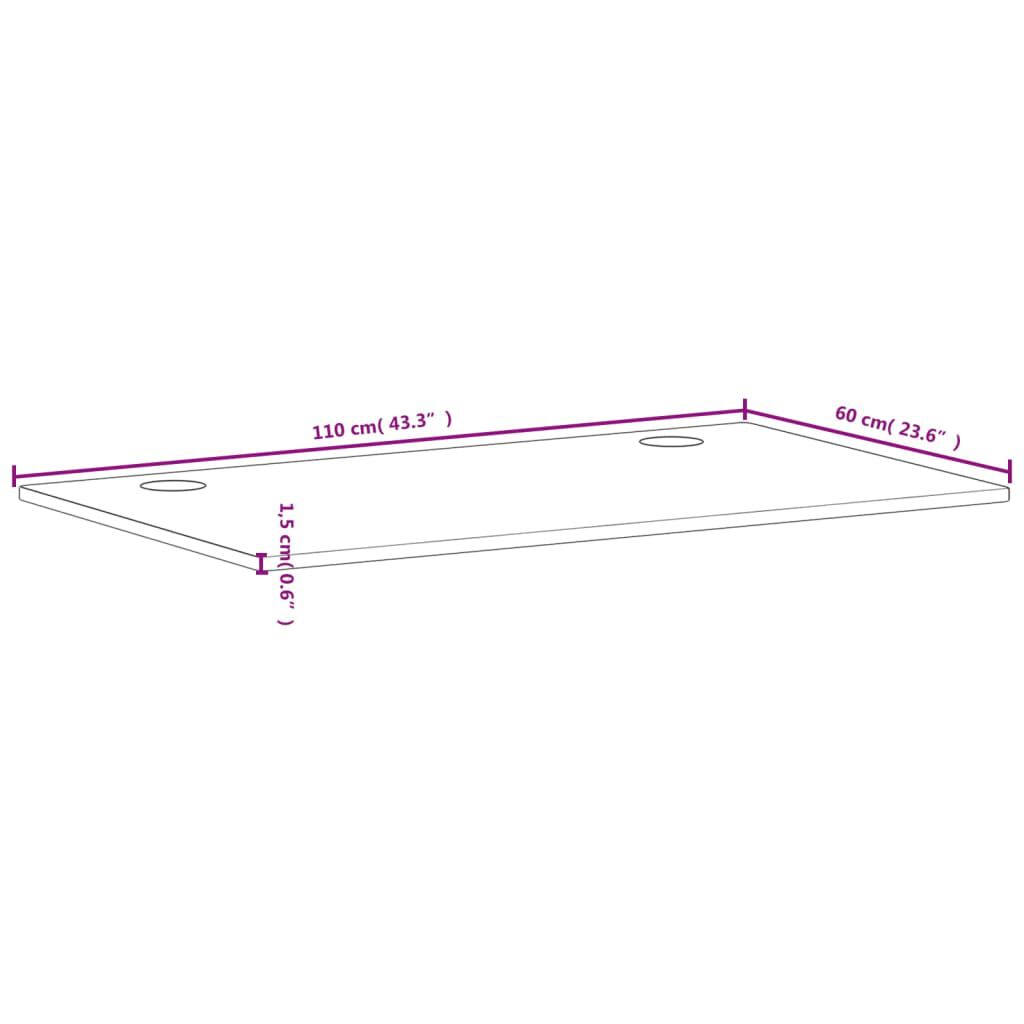 vidaXL Επιφάνεια Γραφείου 110x60x1,5 εκ. από Μασίφ Ξύλο Οξιάς