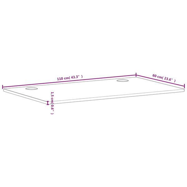 vidaXL Επιφάνεια Γραφείου 110x60x1,5 εκ. από Μασίφ Ξύλο Οξιάς