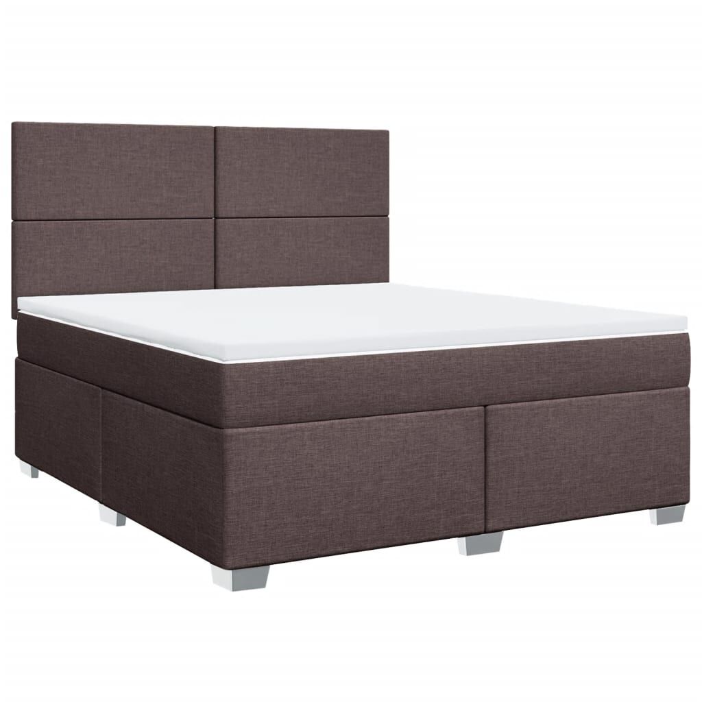 vidaXL Κρεβάτι Boxspring με Στρώμα Σκούρο Καφέ 180x200 εκ Υφασμάτινο