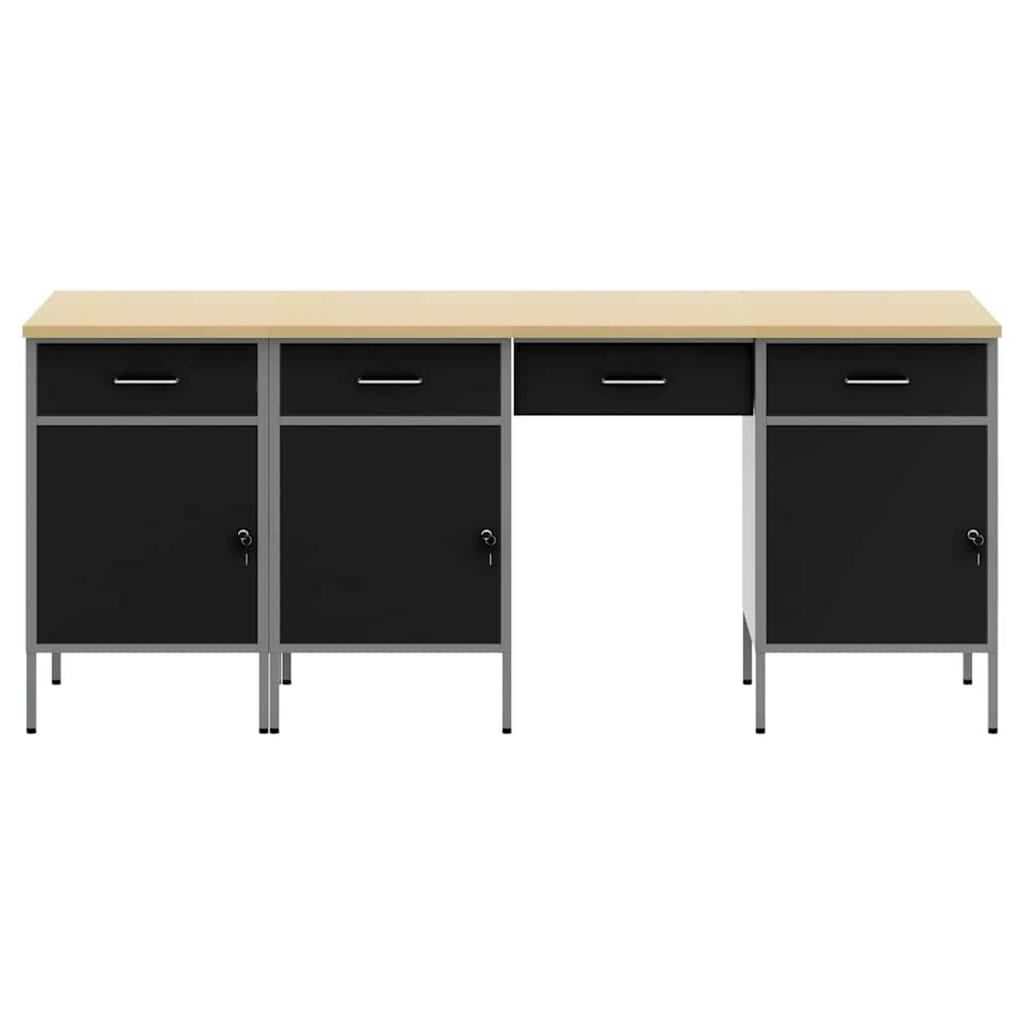 vidaXL Ντουλάπα Εργασίας με συρτάρι 4 pcs Μαύρο 200 x 55 x 85 εκ