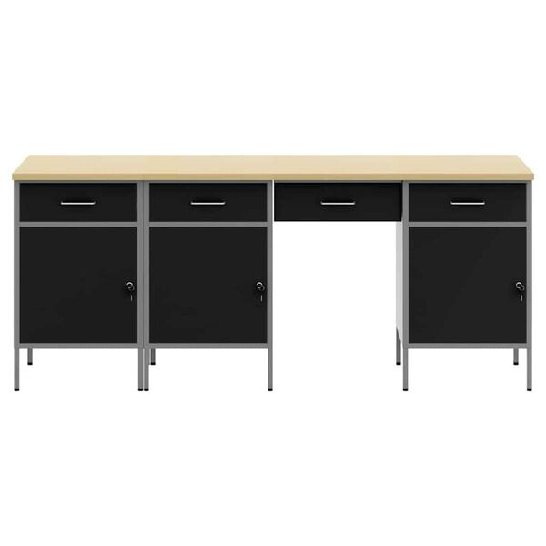 vidaXL Ντουλάπα Εργασίας με συρτάρι 4 pcs Μαύρο 200 x 55 x 85 εκ