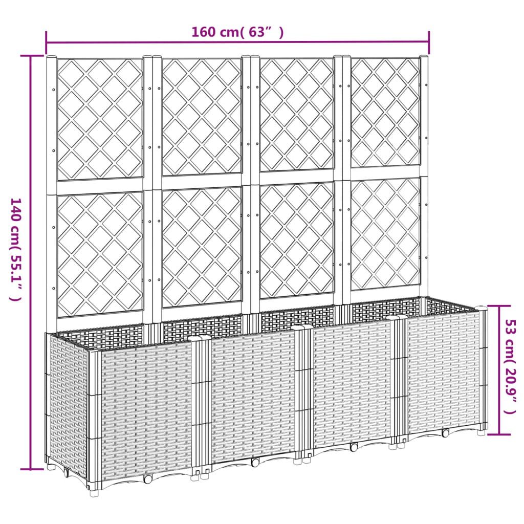 vidaXL Ζαρντινιέρα Κήπου με Καφασωτό Μαύρο 160 x 40 x 140 εκ. από PP