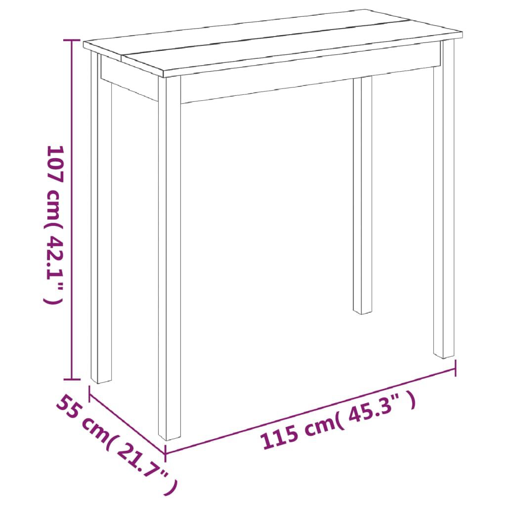 vidaXL Τραπέζι Μπαρ Μαύρο 115 x 55 x 107 εκ. από MDF