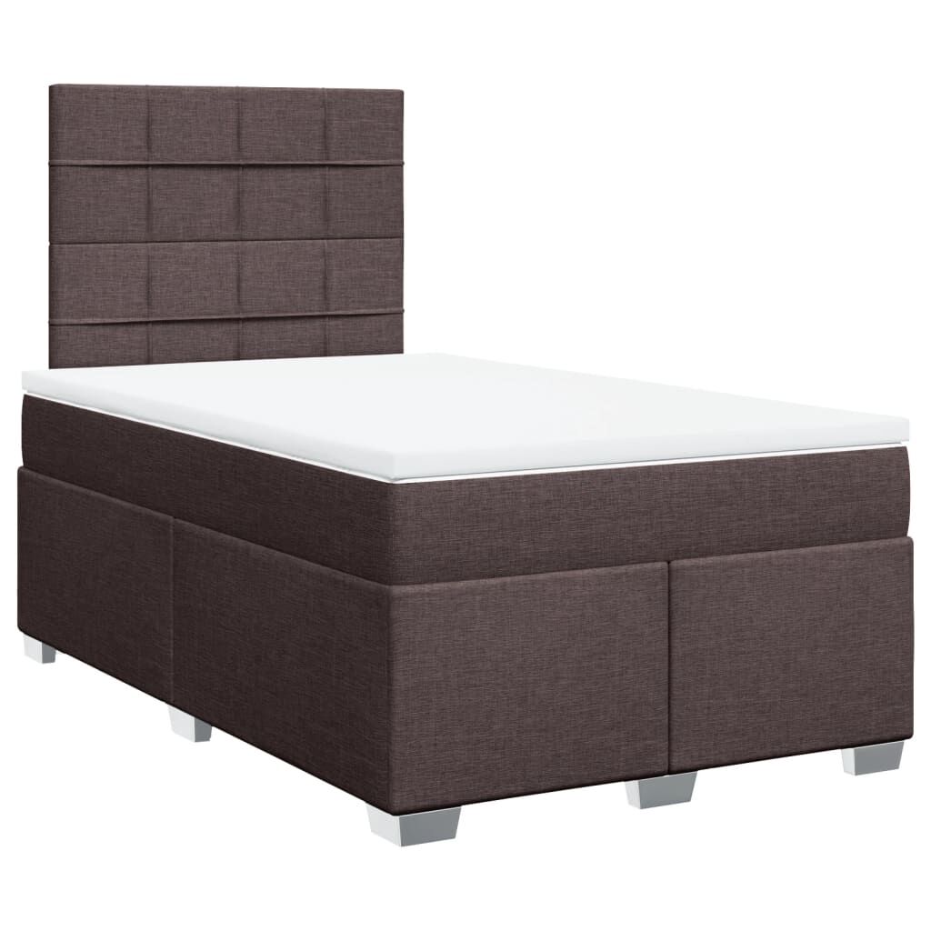vidaXL Κρεβάτι Boxspring με Στρώμα Σκούρο Καφέ 120x200 εκ. Υφασμάτινο