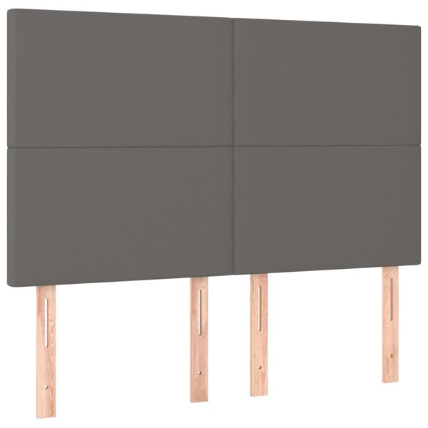 vidaXL Κρεβάτι Boxspring με Στρώμα & LED Γκρι 140x200 εκ. Συνθ. Δέρμα