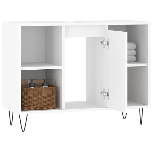 vidaXL Ντουλάπι Μπάνιου Λευκό 80 x 33 x 60 εκ. Επεξεργασμένο Ξύλο