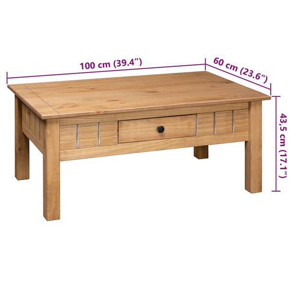 vidaXL Τραπέζακι Σαλονιού 100x60x43,5 εκ. Μασίφ Ξύλο Πεύκου Σειρά Panama