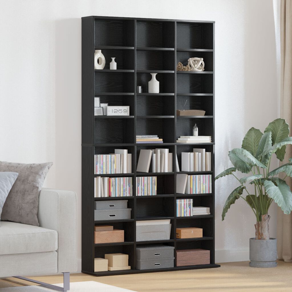 vidaXL Ντουλάπι CD Μαύρο Δρυς 101x23x177,5 εκ από Συνθετικό Ξύλο