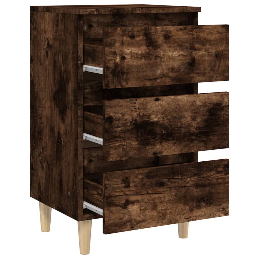 vidaXL Κομοδίνα 2 τεμ. Καπνιστή Δρυς 40x35x69 εκ. Μασίφ Ξύλινα Πόδια