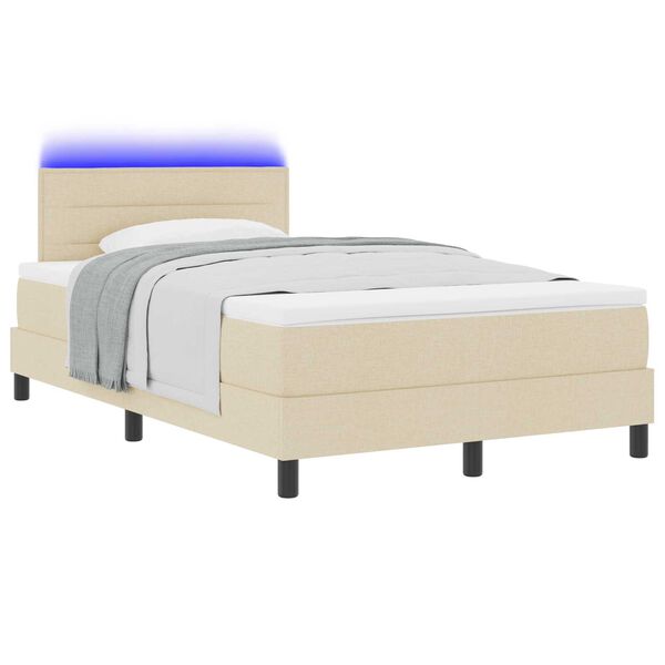 vidaXL Κρεβάτι με Βάση και Στρώμα & LED Κρέμα 120x200 εκ Υφάσματος