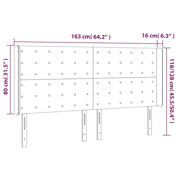 vidaXL Κεφαλάρι Κρεβατιού LED Μπλε 163x16x118/128 εκ. Υφασμάτινο