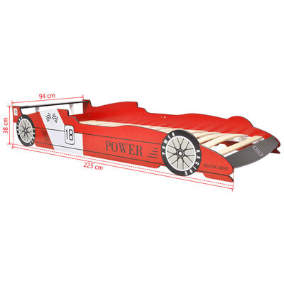 vidaXL Κρεβάτι Παιδικό Αγωνιστικό Αυτοκίνητο με LED Κόκκινο 90x200 εκ.