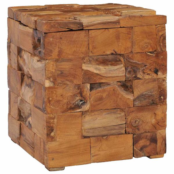 vidaXL Σκαμπό Αποθήκευσης από Μασίφ Ξύλο Teak