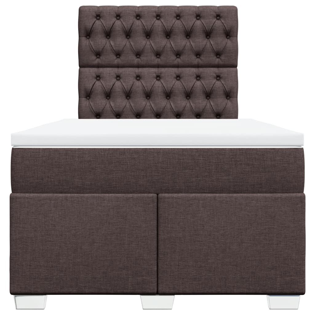 vidaXL Κρεβάτι Boxspring με Στρώμα Σκούρο Καφέ 120x190 εκ Υφασμάτινο