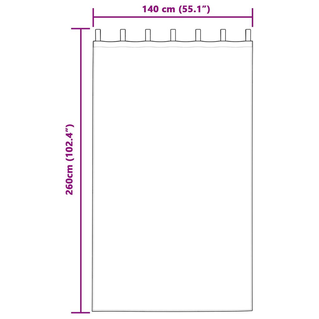 vidaXL Κουρτίνες με κουρτίνες 2 pcs Κρεμ 260 x 140 εκ. Πολυεστέρας