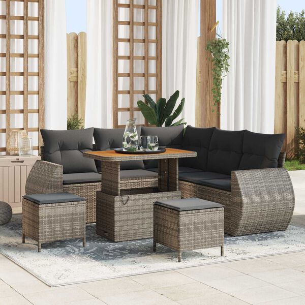 vidaXL Σετ Καναπέ Κήπου 8 pcs Γκρι συνθετικό ρατάν