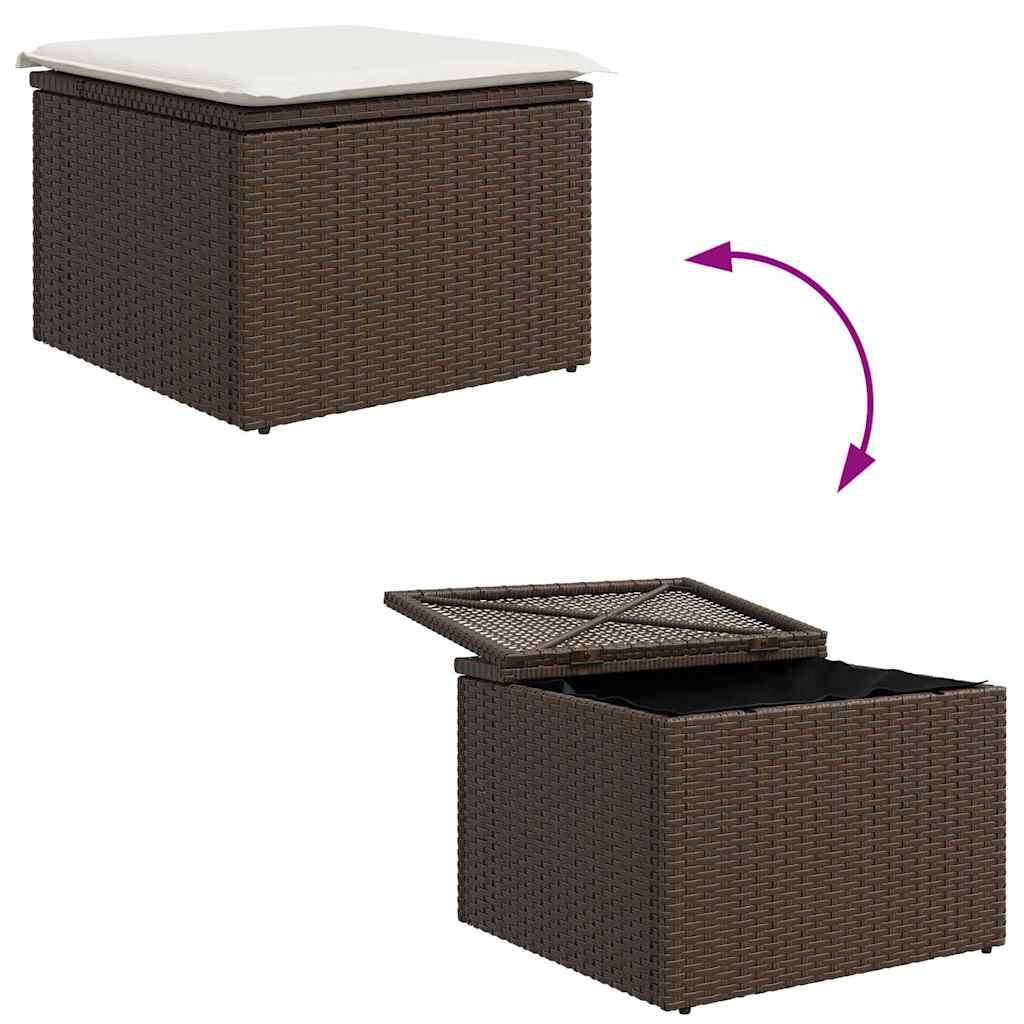 vidaXL Σετ Καναπέ Κήπου με αποθήκευση 8 pcs Καφέ Πολυ ράταν