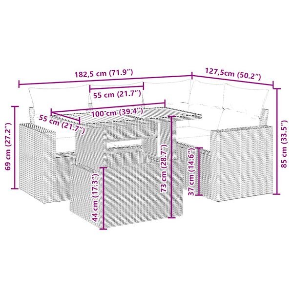 vidaXL &Sigma;&epsilon;&tau; &Kappa;&alpha;&nu;&alpha;&pi;έ &Kappa;ή&pi;&omicron;&upsilon; 5 &tau;&epsilon;&mu;. &Mu;&pi;&epsilon;&zeta; &Sigma;&upsilon;&nu;&theta;&epsilon;&tau;&iota;&kappa;ό &Rho;&alpha;&tau;ά&nu; &mu;&epsilon; &Mu;&alpha;&xi;&iota;&lambda;ά&rho;&iota;