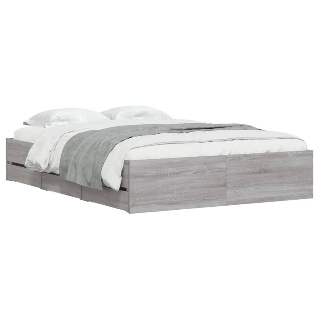 vidaXL Πλαίσιο Κρεβατιού με συρτάρια Γκρι sonoma 120x190εκ. Επεξ. Ξύλο