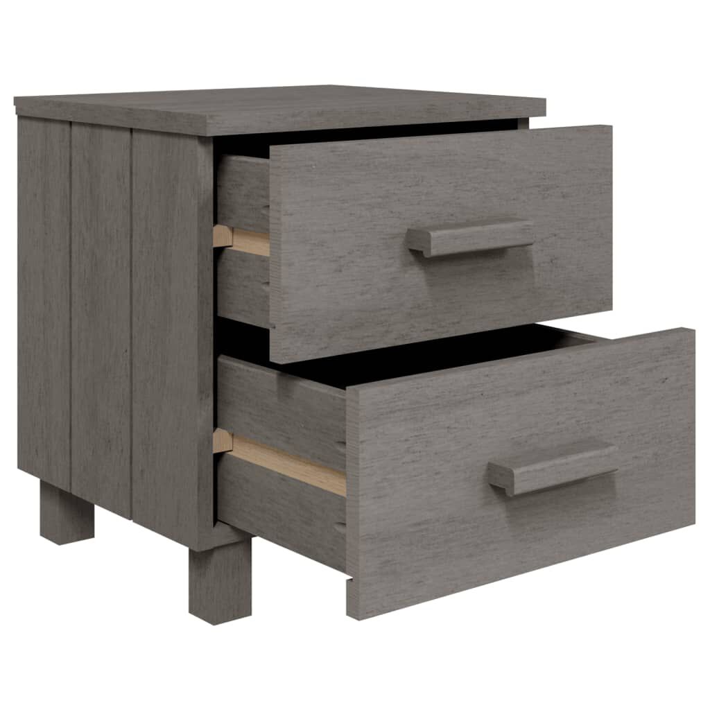 vidaXL Κομοδίνο HAMAR 2 Τεμ. Αν. Γκρι 40x35x44,5εκ. Μασίφ Ξύλο Πεύκου
