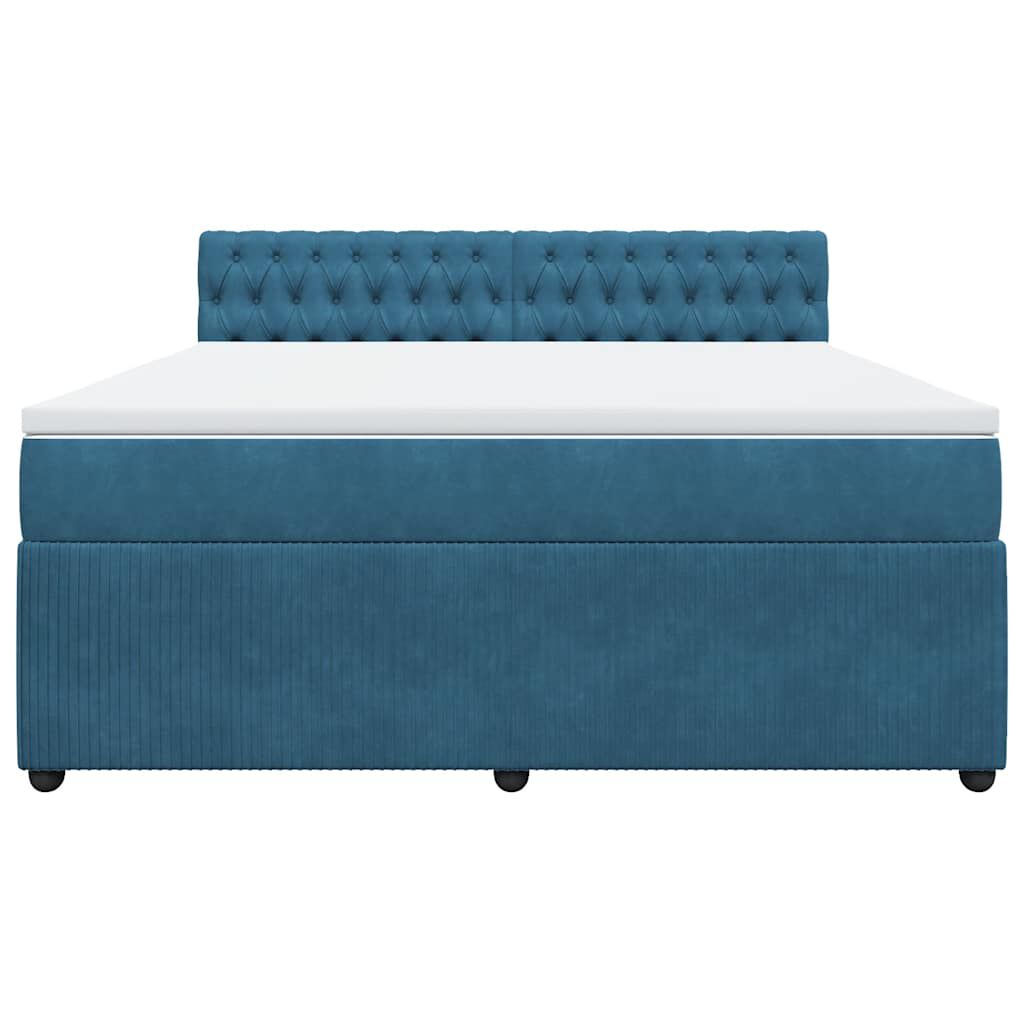 vidaXL Κρεβάτι Boxspring με Στρώμα Μπλε 180x200 εκ. Βελούδινο