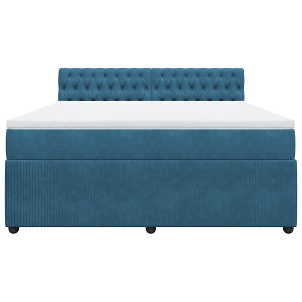vidaXL Κρεβάτι Boxspring με Στρώμα Μπλε 180x200 εκ. Βελούδινο