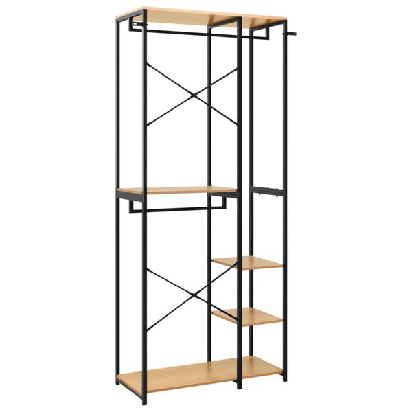 vidaXL Ντουλάπα Μαύρη/Χρ. Δρυς 90x40x213 εκ. από Μέταλλο & Μοριοσανίδα