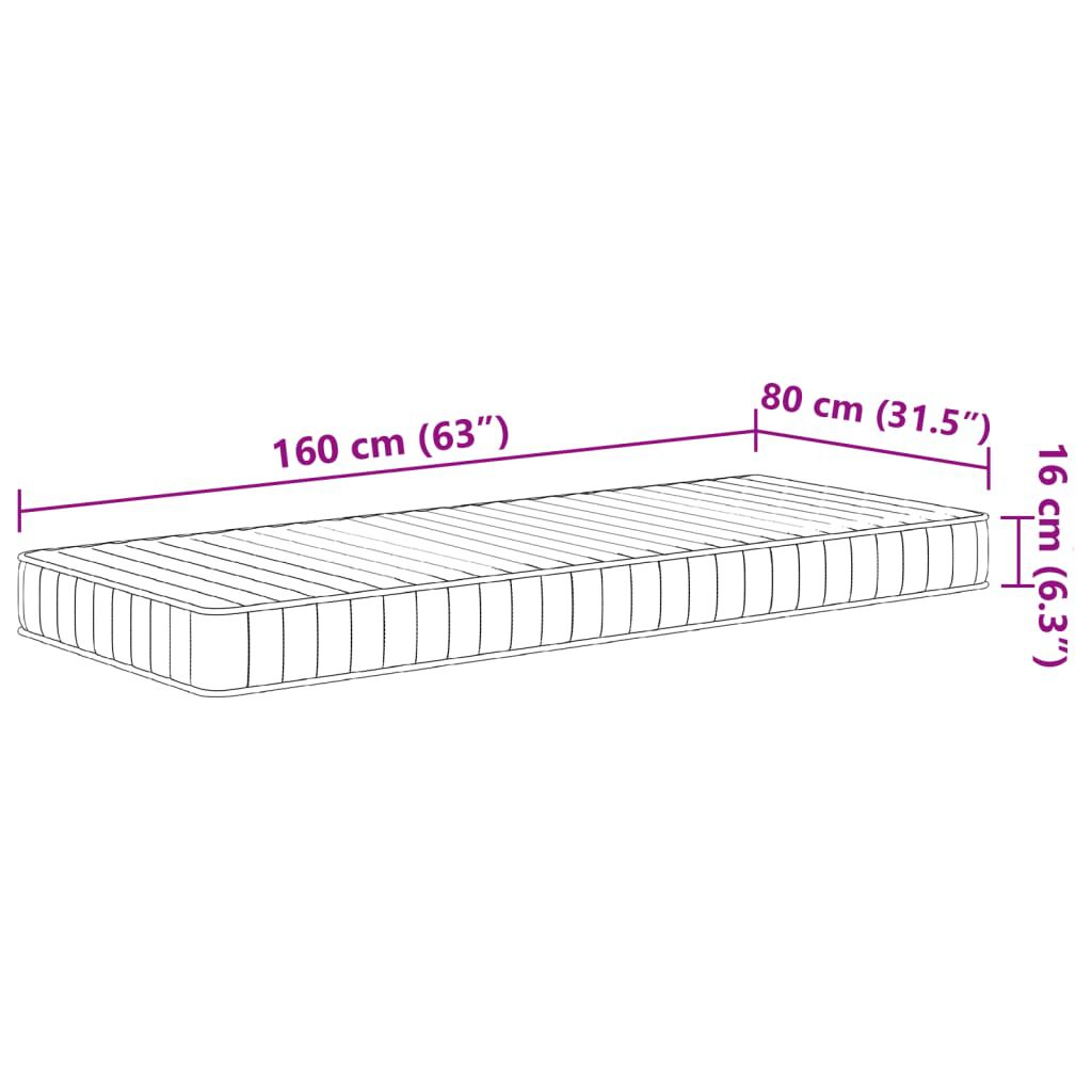 vidaXL Στρώμα Αφρού Παιδικό Medium Soft 80x160 εκ.