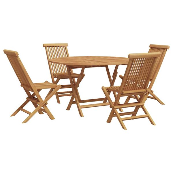vidaXL Σέτ φαγητού για κήπο 5 pcs Καφέ Μασίφ ξύλο teak
