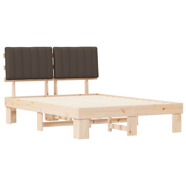 vidaXL Σκελετός Κρεβατιού με Επενδεδυμένο Κεφαλάρι Taupe 135 x 190 cm