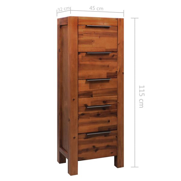 vidaXL Συρταριέρα 45 x 32 x 115 εκ. από Μασίφ Ξύλο Ακακίας