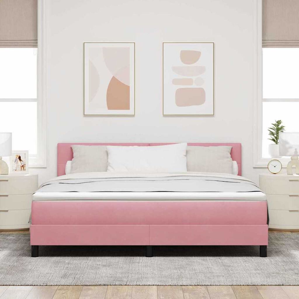 vidaXL Κρεβάτι με ελατήρια με στρώμα Ροζ 180 x 200 cm Βελούδο