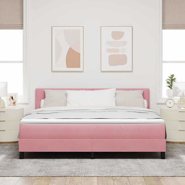 vidaXL Κρεβάτι με ελατήρια με στρώμα Ροζ 180 x 200 cm Βελούδο