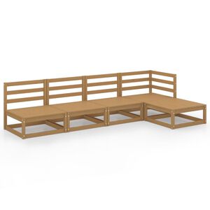 vidaXL Σαλόνι Κήπου Σετ 5 Τεμαχίων Καφέ Μελί από Μασίφ Ξύλο Πεύκου