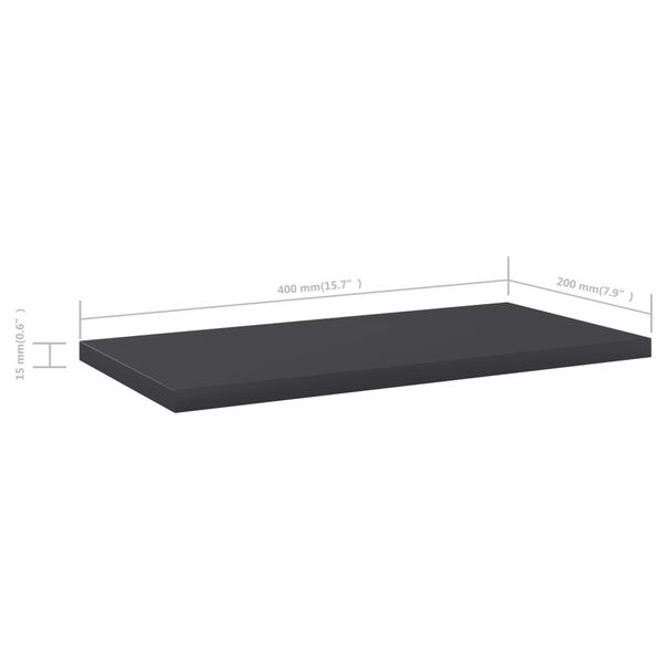 vidaXL Ράφια Βιβλιοθήκης 4 τεμ. Γκρι 40x20x1,5 εκ. από Μοριοσανίδα